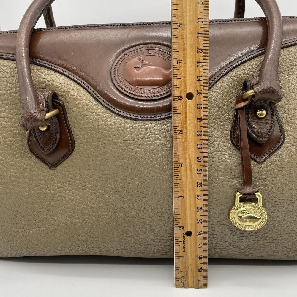 Dooney & Bourke All Weather Leather Boston Satchel Bag Taupe Burnt Cedar Vtg 80s - Picture 11 of 16